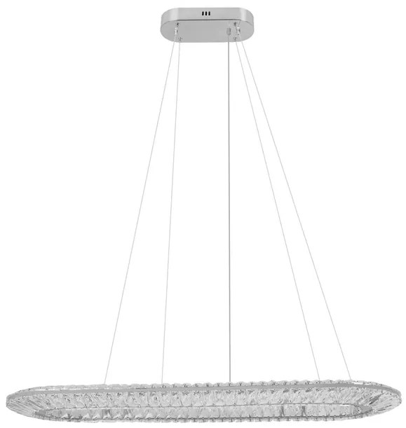 Pendente Led Oval Cristal K9 Metal Cromado 50w 3000k Glaces