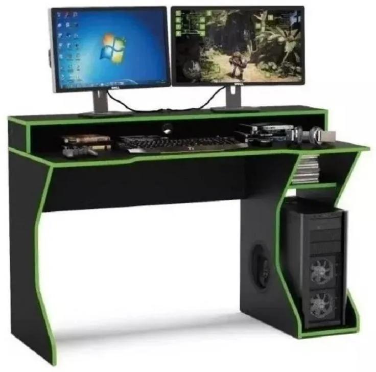 Mesa Gamer Computador Escrivaninha Preto e Verde Fremont