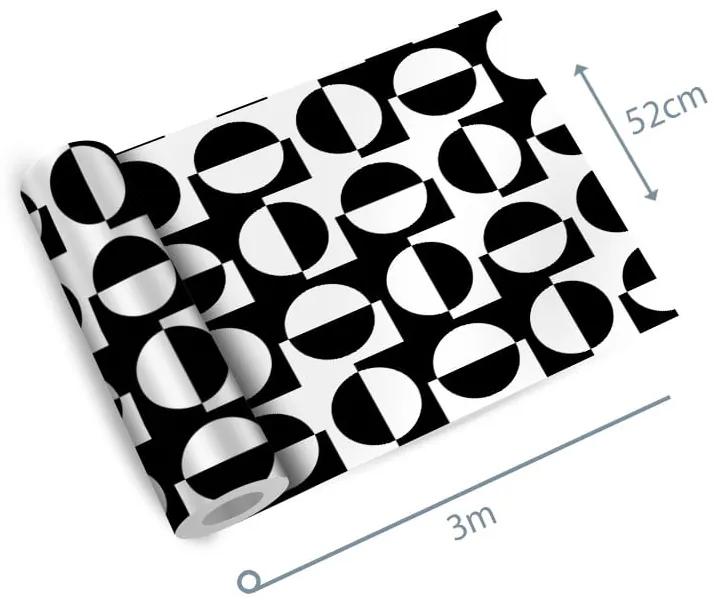 Papel de parede adesivo casual círculos preto e branco