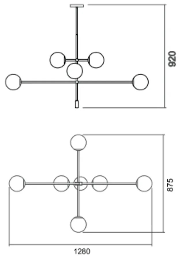 Pendente Bloss C/ 6 Globos Ø128X87,5X92Cm 6L E27 Mini Metal E Globo Ø1... (MR-T / CB-M - Marrom Text + Cobre Metálico, FOSCO)