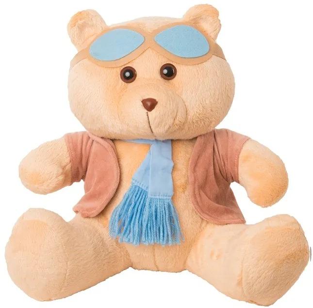 Urso Soft Pequeno Aviador Casaco Plush Cachecol e Óculos Azul
