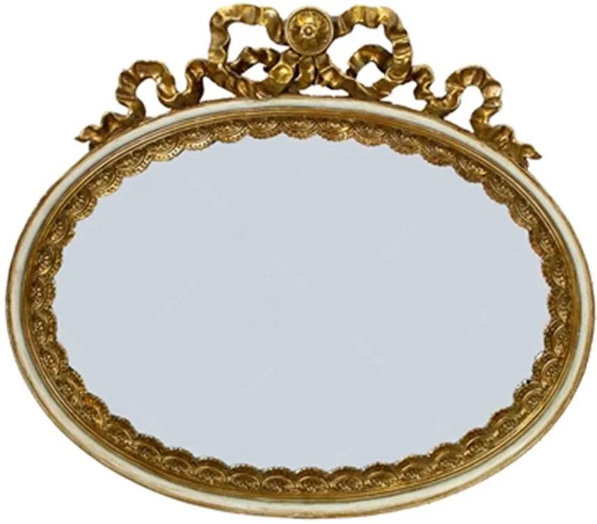 Espelho Luxo Laço e Ondinha Dourado em Resina - 33x29 cm