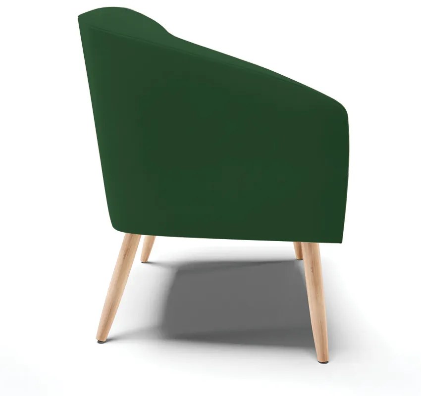 Poltrona Stella Veludo Verde Pés Palito Natural - D'Rossi