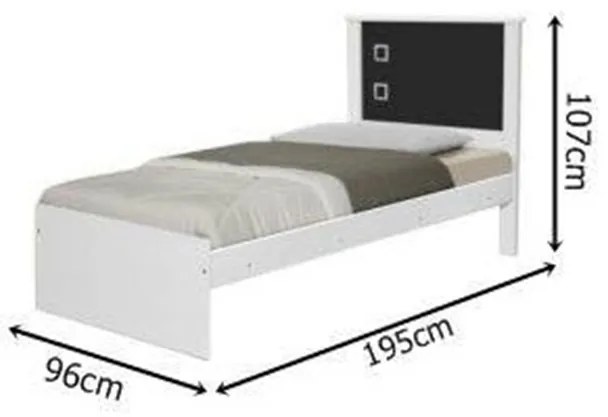 Cama Barcelona Solteiro Branco Com Preto - Tebarrot Móveis