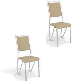 Kit 02 Cadeiras para Cozinha Londres 2C056CR Cromado/Nude - Kappesberg