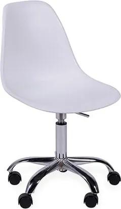 Cadeira Decorativa Cromada com Rodízios, Branco, Eames