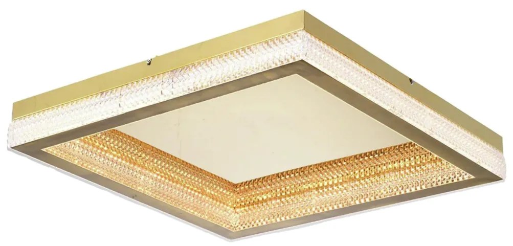 Plafon Mirage Quadrado 50X50X07Cm Led 51W 3000K Bivolt Dourado Escovad...