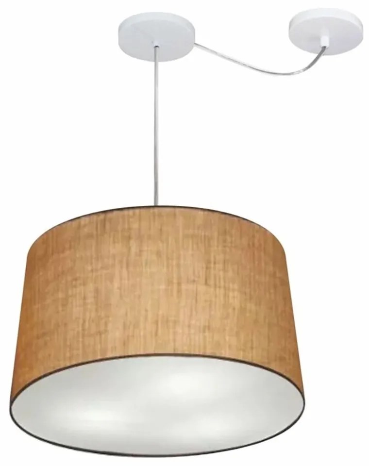 Lustre Pendente Cone Com Desvio de Centro Vivare Md-4281 Cúpula em Tecido 40x45cm - Bivolt