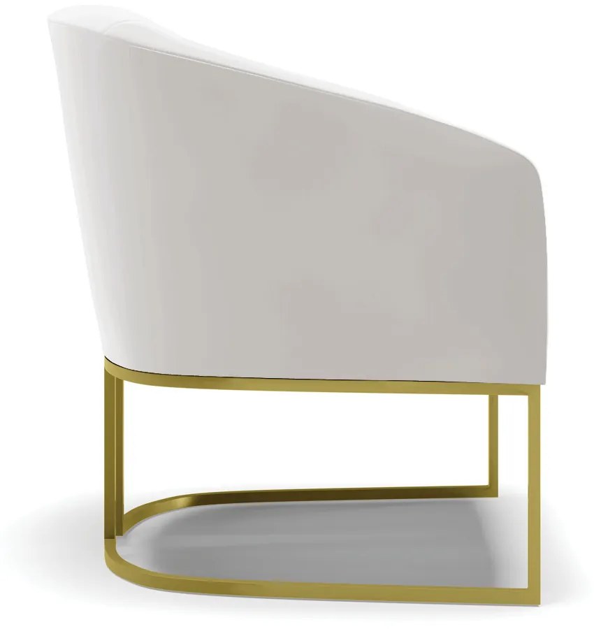 Poltrona Decorativa Industrial Dourado kit 2 Stella Veludo D03 - D'Rossi - Cinza
