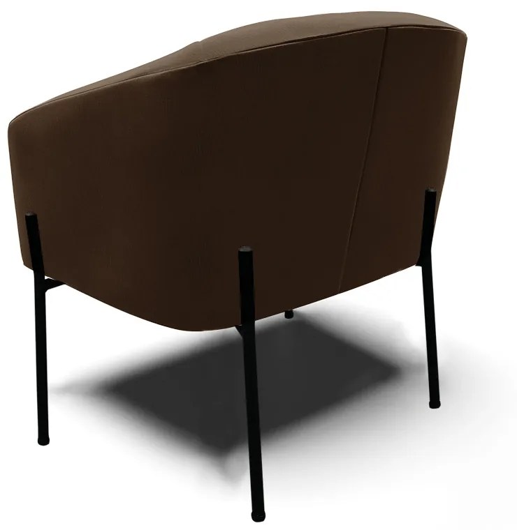 Poltrona Decorativa Pé de Ferro Preto Kit 2 Stella Suede D03 - D'Rossi - Marrom