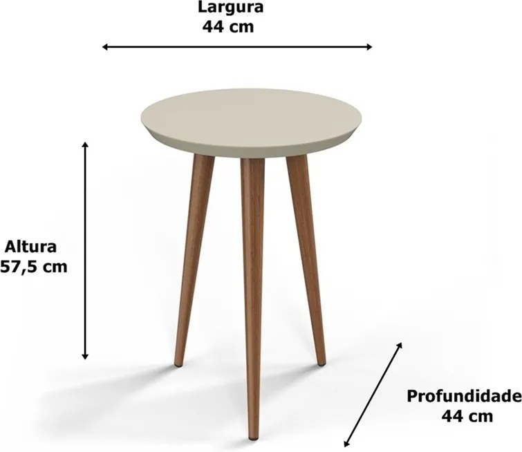 Conjunto de Mesas de Apoio/lateral Luna 530/440 Off White – Patrimar Móveis