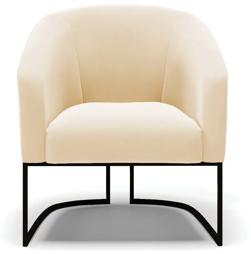 Poltrona Decorativa Industrial Preto Kit 2 Stella Suede Bege D03 - D'Ross