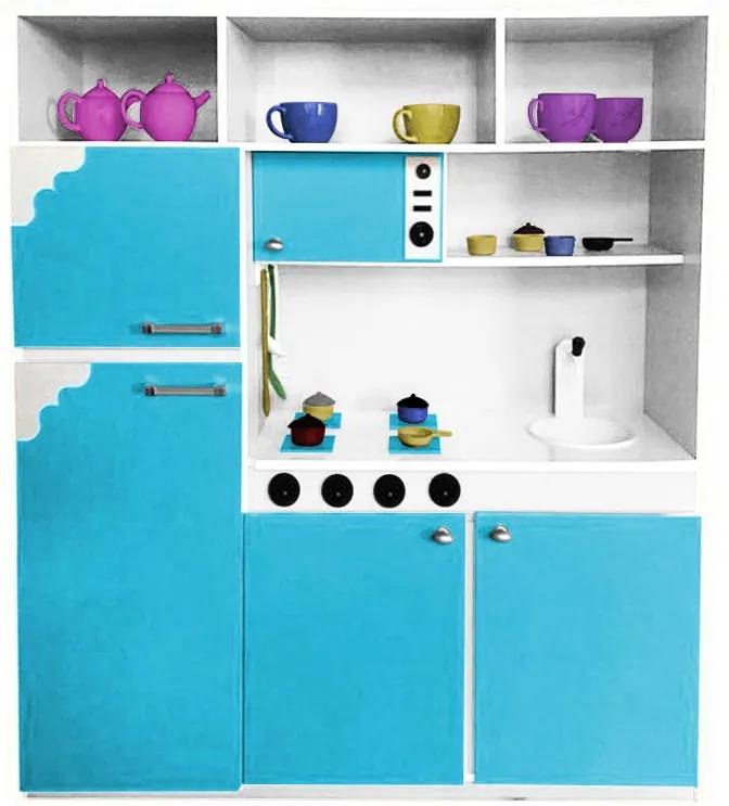 Cozinha de Brinquedo Infantil 130cm Azul/Branco - Criança Feliz