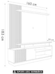 Estante Painel Para TV 75 Pol 160cm Anny M01 Cumaru/Opala - Mpozenato