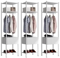 Kit 3 Guarda Roupas Closet 1 Gaveta 540A Oxford Branco - Artefamol