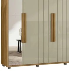 Guarda Roupa Casal 230cm Com Espelho Barok Opala/Cumaru Z10 - Mpozenat