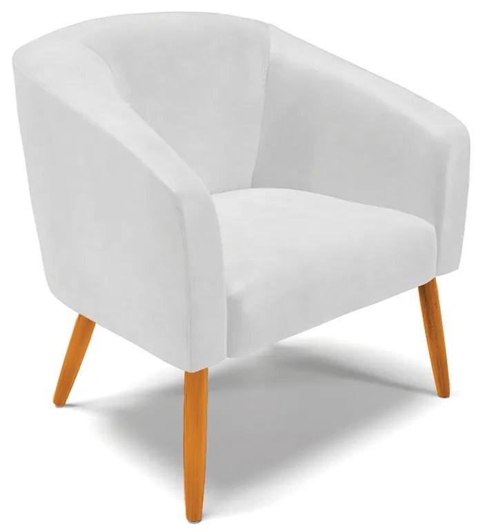 Poltrona Decorativa Pé Palito Castanho kit 2 Stella Sintético PU Branco D03 - D'Rossi