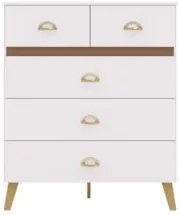 Cômoda Para Quarto 91cm 5 Gavetas Ibiza Flex Branco/Camarim - Vila Ric