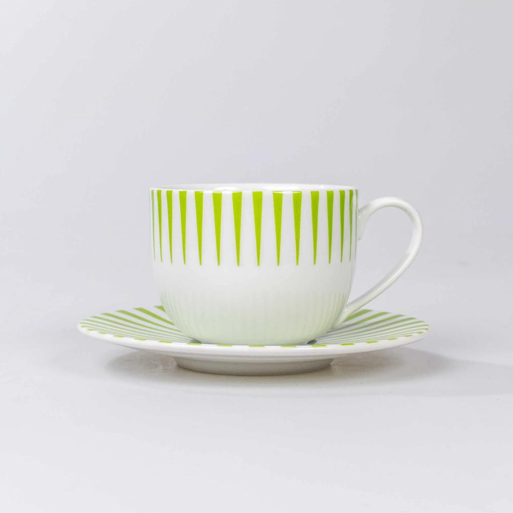 Xicara Chá c/ Pires Porcelana Schmidt - Dec. Sol Verde