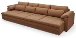 Sofá Retrátil 5 Lugares Para Sala 414cm Dijon Couro Mel S07 - Mpozenat