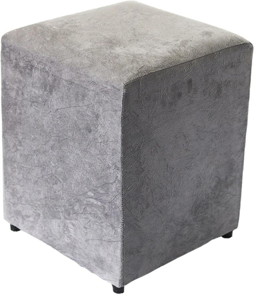 Puff Cubo Quadrado Box Decorativo Suede (34x34x45cm) - Cinza