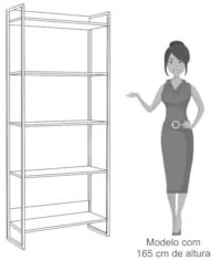 Conjunto Escritório Mesa 150 e Estante Studio Industrial Z28 Branco -