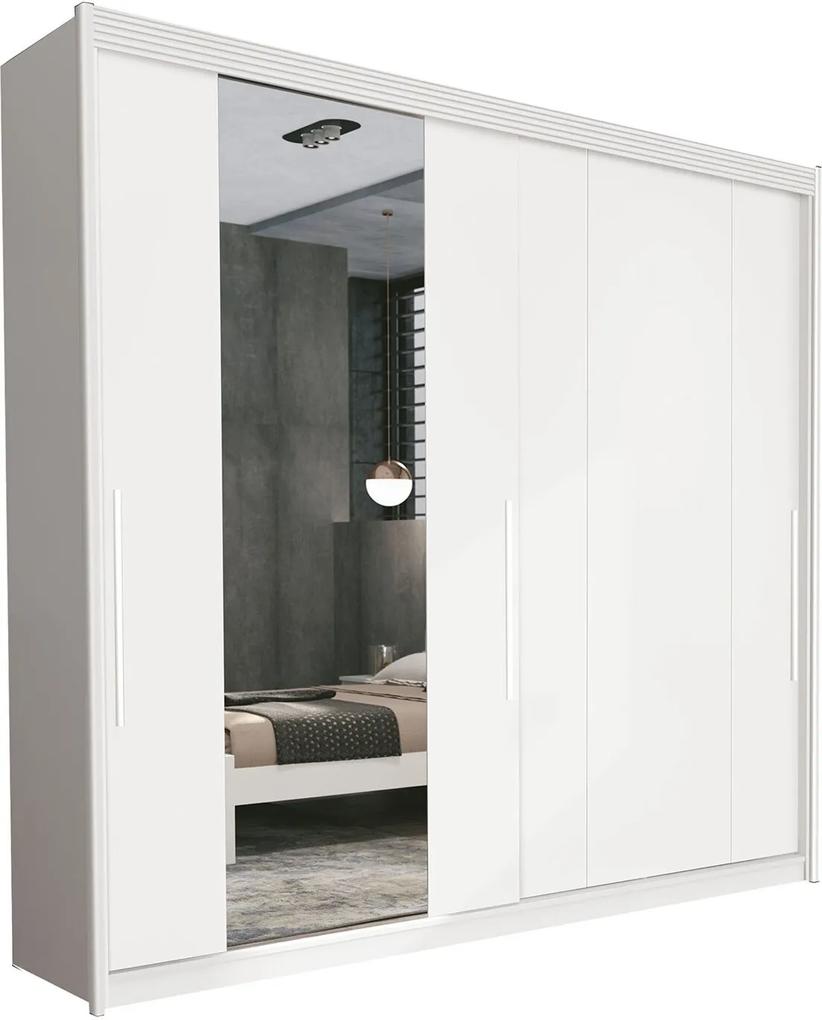 Guarda Roupa Veneza 2 Portas Deslizantes Branco C/ Espelho Móveis Fazzio