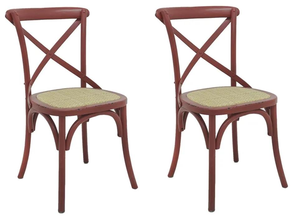kit 2 Cadeiras Decorativas Sala De Jantar Cozinha Danna Rattan Natural Vermelha G56 - Gran Belo