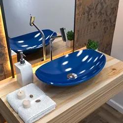 Cuba Pia de Apoio para Banheiro Canoa Luxo 45 C08 Azul Escuro - Mpozen