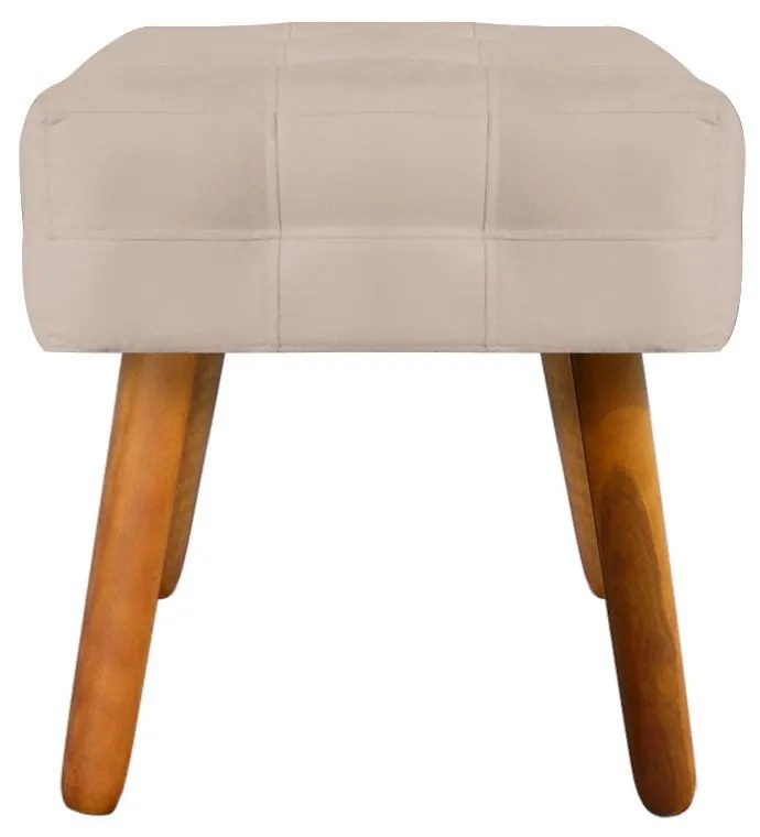 Puff Banqueta Decorativo Pé Palito de Madeira Elisa Suede Bege D03 - D'Rossi