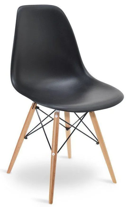 Cadeira Eiffel Eames Base Madeira Sala de Jantar Preto R02 - D'Rossi