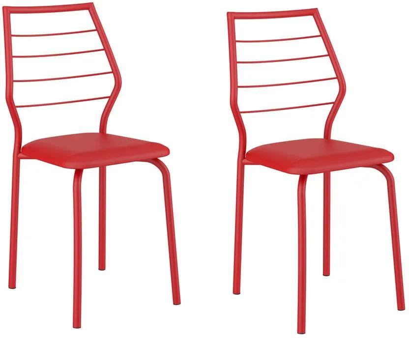 Cadeiras para Cozinha Kit 2 Cadeiras 1716 Vermelho - Carraro Móveis