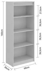 Estante Livreiro Multiuso 3 Prateleiras 68cm Web15 G04 Cinza - Mpozena