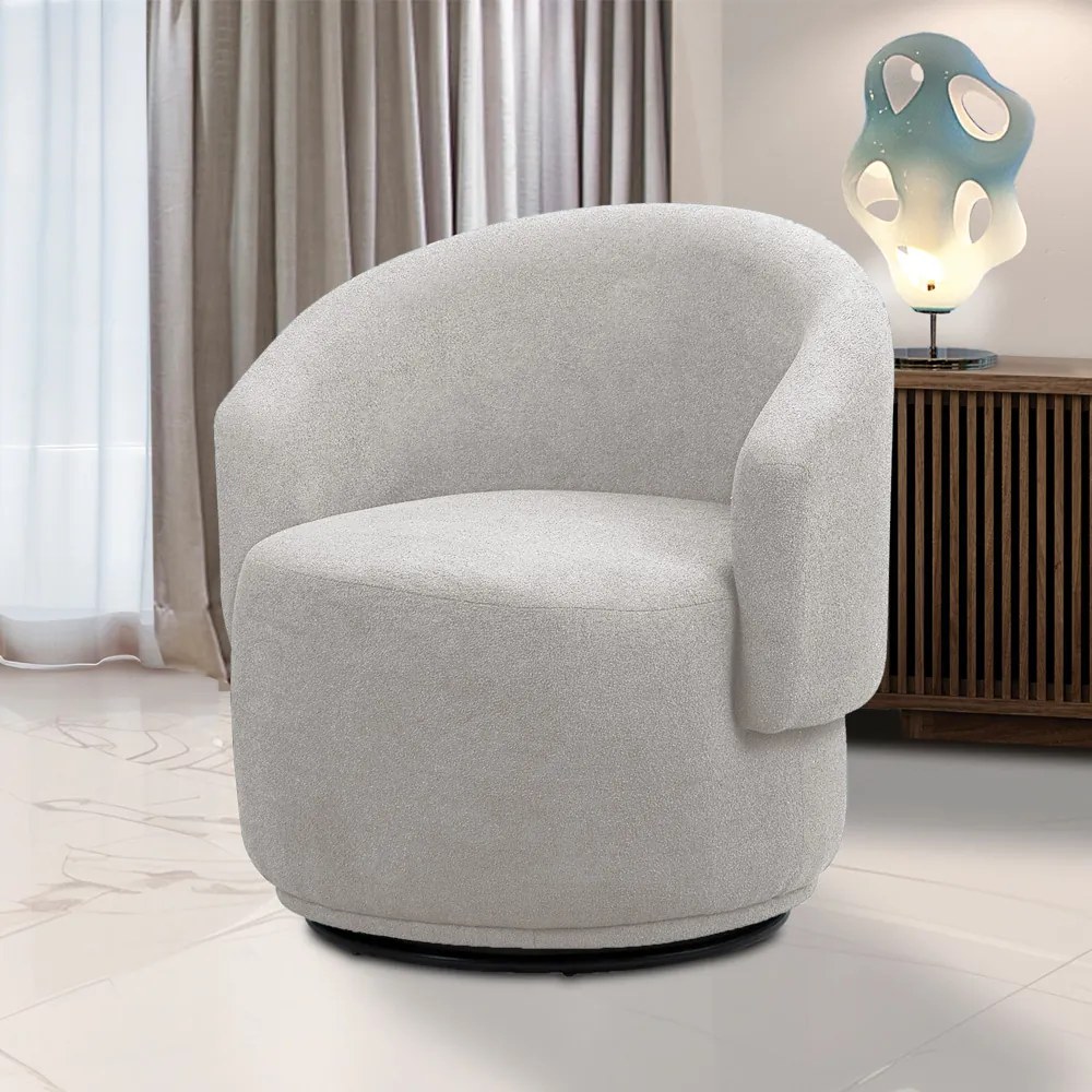 Poltrona Decorativa Orgânica Giratória Névoa Bouclê E03 - D'Rossi - Cinza claro