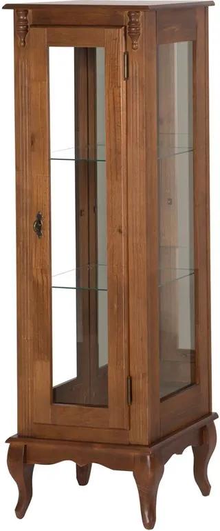 Vitrine Média com Porta Prateleira e Lateral de Vidro com Espelho - Wood Prime NL 32135