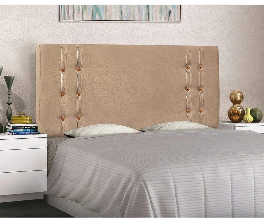 Cabeceira Estofada Santorini 140cm Casal Suede - ADJ Decor
