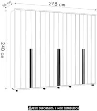 Guarda Roupa Casal 278cm Com 6 Portas Zac Cinamomo Z10      - Mpozenat
