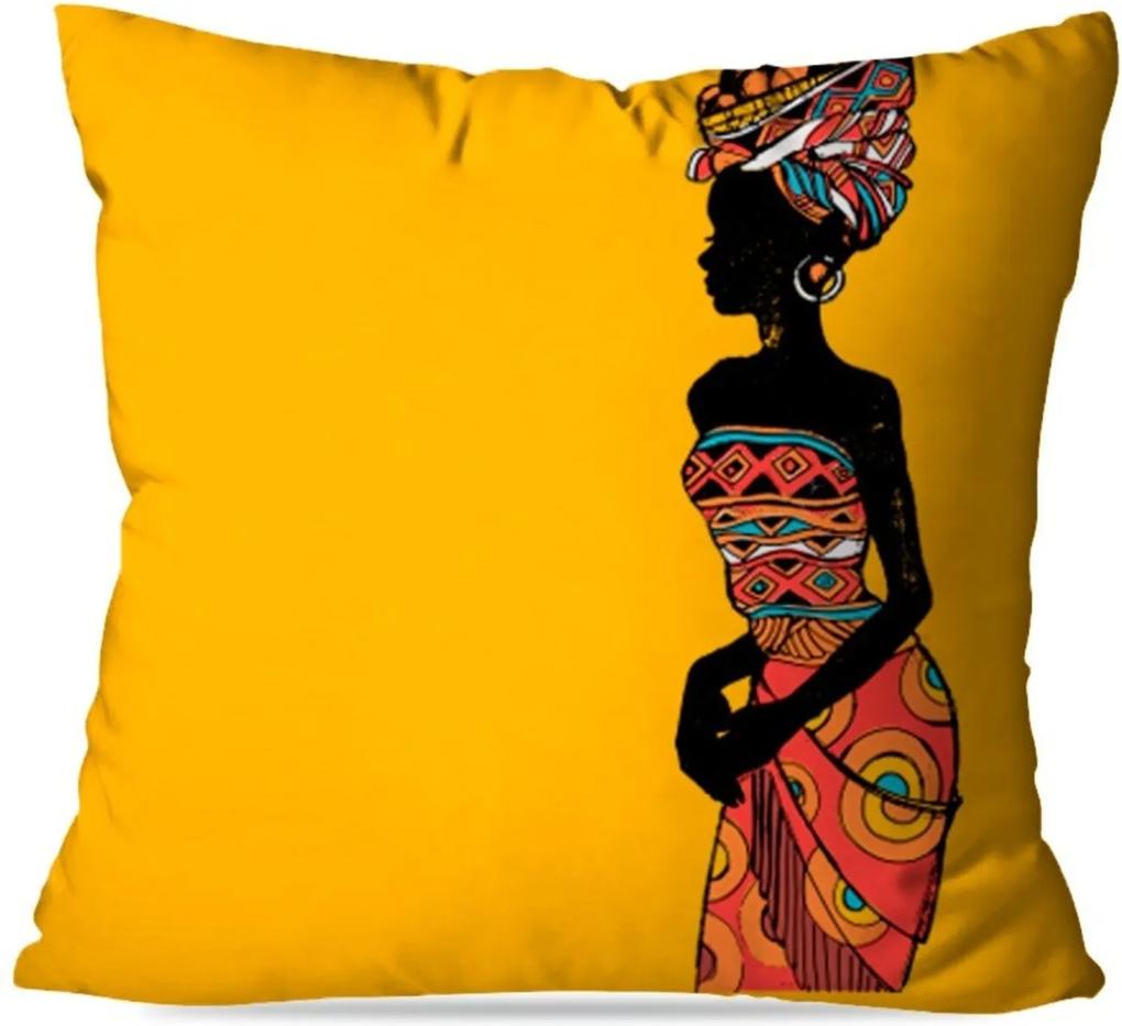 Capa de Almofada Africana Amarelo 45X45cm