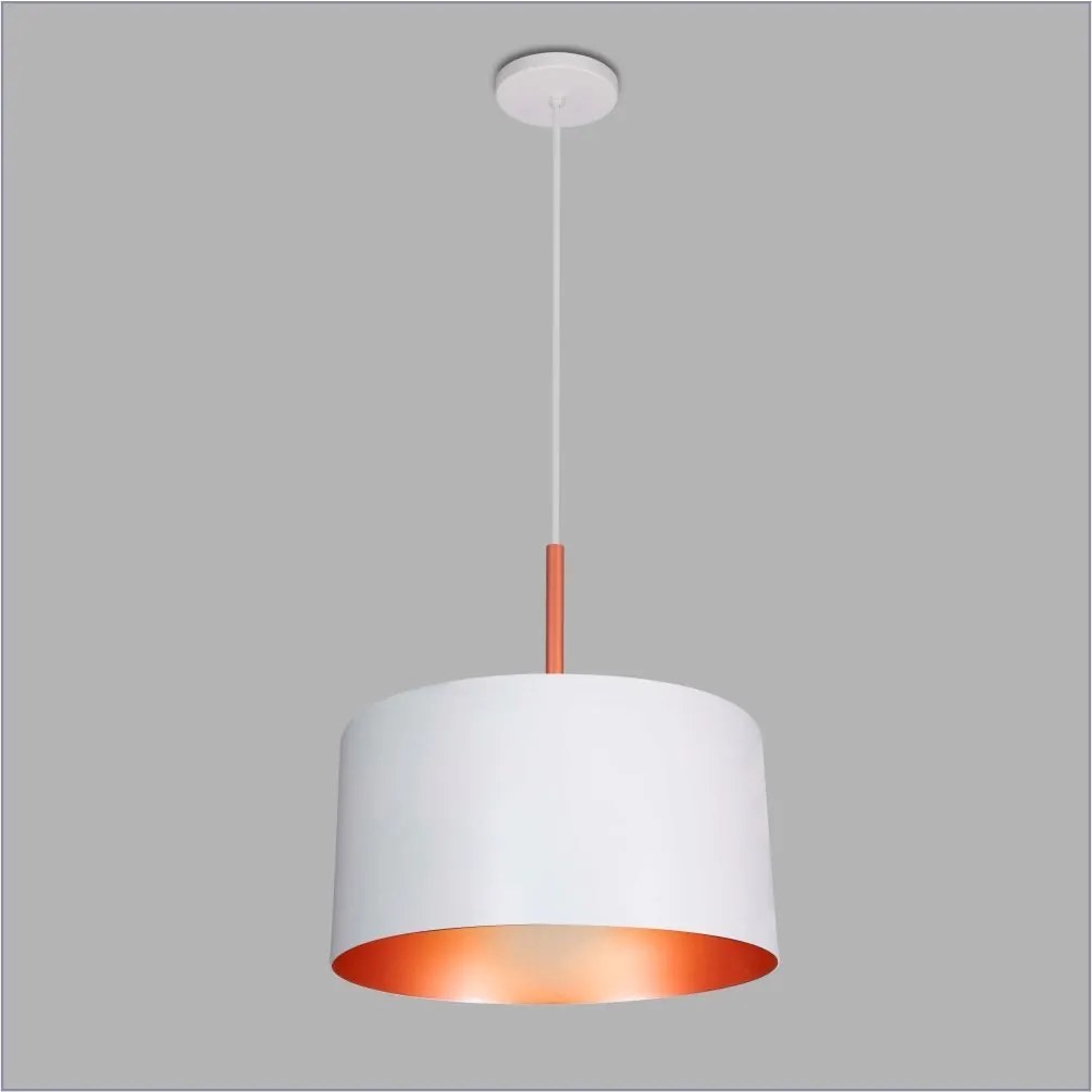 Pendente Mobile Ø30X22Cm 1Xe27 S/ Difusor C/ Haste De 15Cm | Usina 163... (ESC-V - Alumínio Escovado Verniz / BR-F - Branco Fosco)