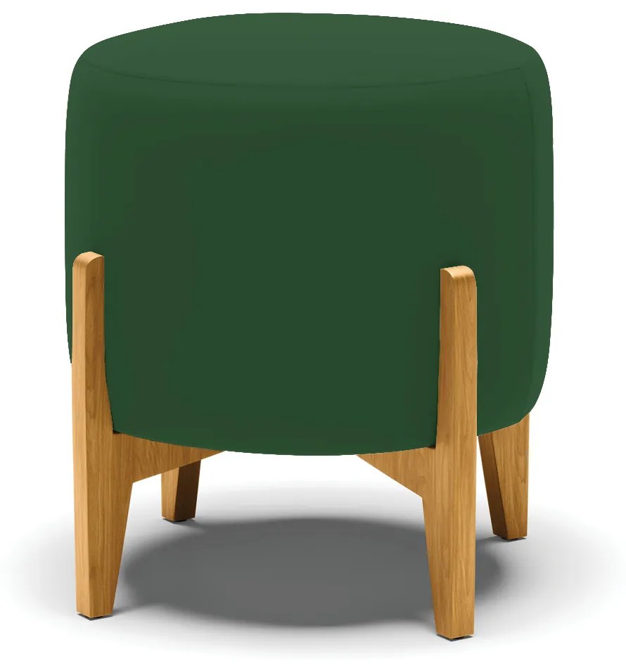 Poltrona com Puff Base de Madeira Stella Veludo Verde D03 - D'Rossi