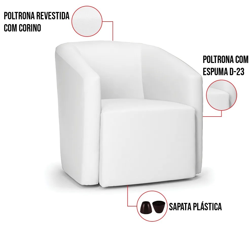 Poltrona Decorativa Orgânica Stella Max Sintético Branco D03 - D'Rossi