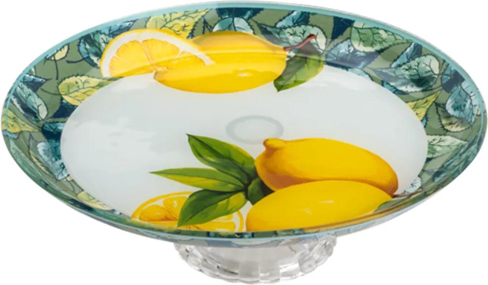 Centro de Mesa de Vidro C/Pé 20cm – Lemons Amarelo