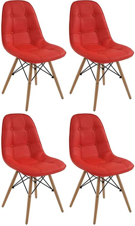 Conjunto 4 Cadeiras Eiffel Botonê Eames DSW Vermelha