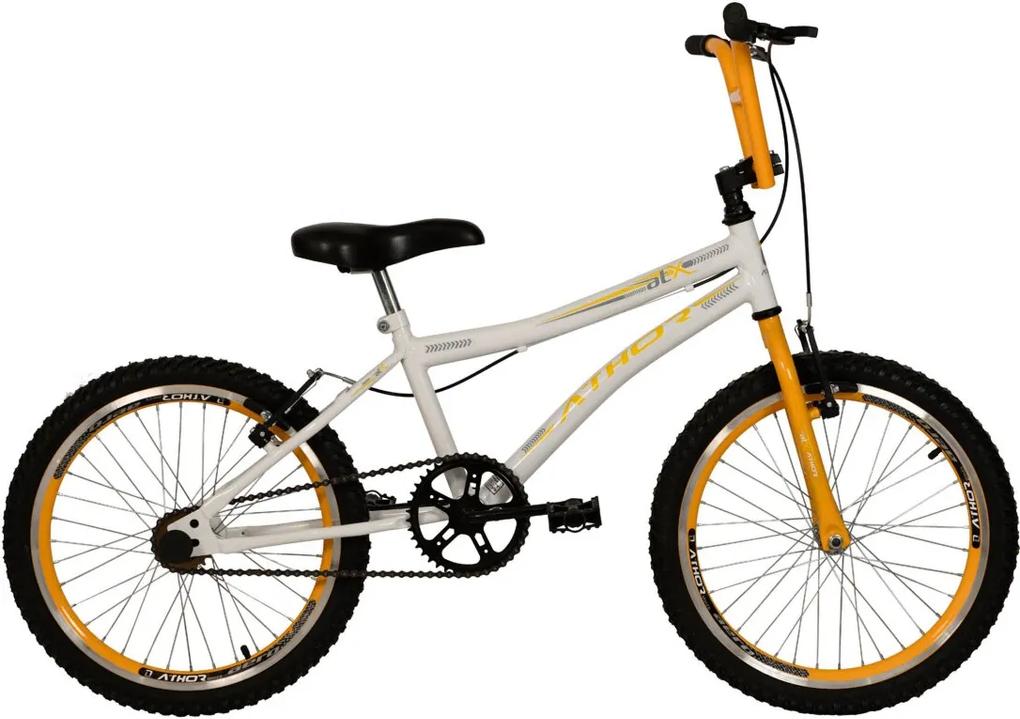 Bicicleta Top Aro 20 Atx Branca E Amarelo Athor Bike