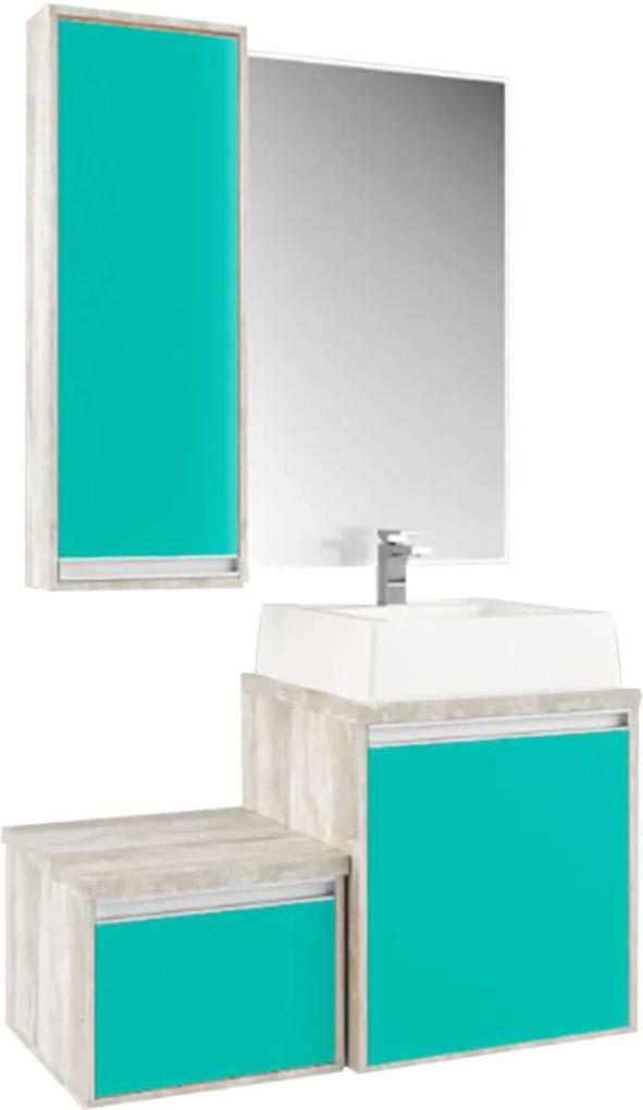 Gabinete para Banheiro com Espelheira Calcare e Verde Mar