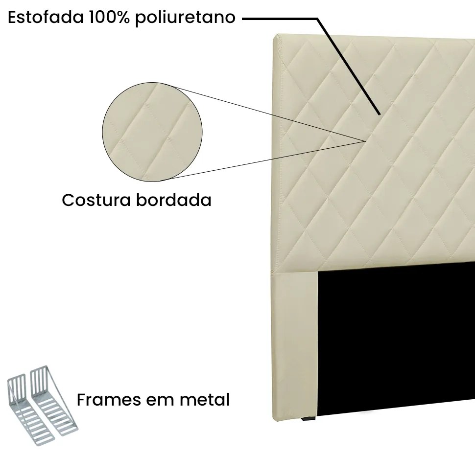 Cabeceira Cama Box Casal 140 cm Dubai Veludo Bege S04 - D'Rossi