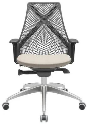 Cadeira Office Bix Tela Preta Assento Poliéster Fendi Autocompensador Base Alumínio 95cm - 63938 Sun House