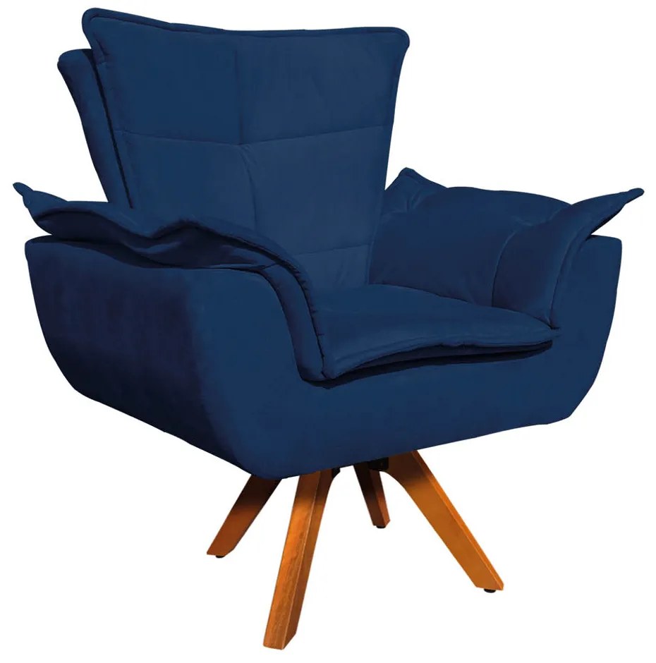 Sofá Namoradeira e Poltrona Giratória MM30 Opala Suede D03 - D'Rossi - Azul Marinho