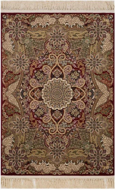 Tapete Persa Isfahan Vermelho com Detalhes Florais - 133x190cm