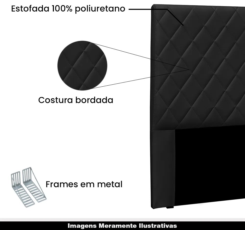 Cabeceira Decorativa King Size 1,95M Baelon Pu Preto G63 - Gran Belo